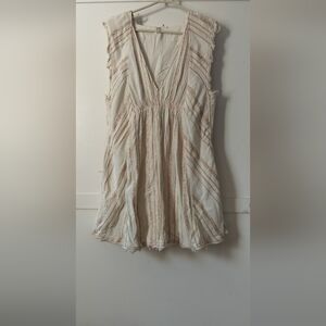 Free People White and Pink Striped Dress